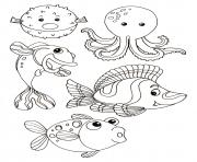 animaux marin dessin à colorier