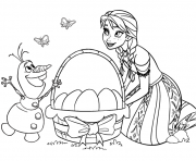 paques a imprimer Elsa et Olaf Reine des Neiges dessin à colorier