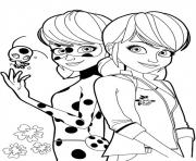 ladybug et marinette de miraculous ladybug dessin à colorier