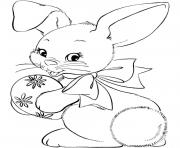 lapin bunny avec oeuf paques dessin à colorier