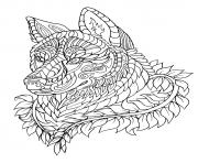 loup wolf adulte zentangle animaux dessin à colorier