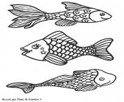 Coloriage trois grands poisson avril dessin