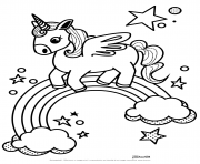 arc en ciel licorne kawaii dessin à colorier