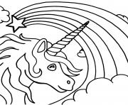 arc en ciel avec licorne etoile dessin à colorier