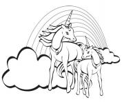 deux licornes arc en ciel dessin à colorier
