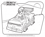 Rusty Rivets dans la voiture dessin à colorier