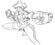 Coloriage overwatch tracer line by fayed dessin