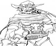Coloriage overwatch chacal heros de defense dessin