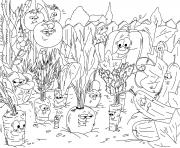 nature jardin de legumes carottes dessin à colorier