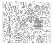 villes de france paris et ville new york usa dessin à colorier