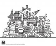 ville moderne twisted city dessin à colorier