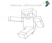 Minecraft Steve entrain de courir dessin à colorier