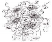 bouquet de fleurs adulte complexe realiste dessin à colorier