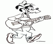 Dingo joue de la guitare dessin à colorier
