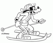 Dingo fait du ski dessin à colorier