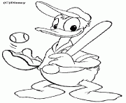 donald joue au base ball Disney dessin à colorier