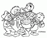 Donald avec ses neveux Disney dessin à colorier