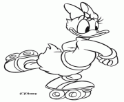 Daisy en patins a roulettes Disney dessin à colorier