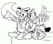 Donald et Daisy sur un toit Disney dessin à colorier