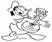 Donald joue de la guitare Disney dessin à colorier