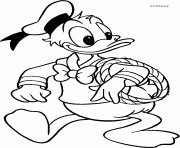 Donald avec une corde Disney dessin à colorier