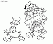 Donald porte les cadeaux de Daisy Disney dessin à colorier