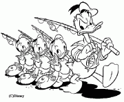 donald et ses neveux reviennent de la peche Disney dessin à colorier