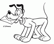 pluto tient une lettre disney dessin à colorier