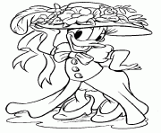 Coloriage Daisy avec un chapeau et un eventail disney dessin