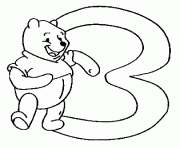 Le chiffre 3 avec Winnie l ourson dessin à colorier