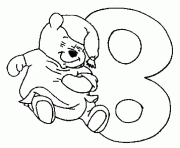 Le chiffre 8 et Winnie avant d aller au lit dessin à colorier