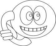 smiley telephone dessin à colorier