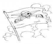 Coloriage un pirates maudit tient un crabe derriere un tonneau dessin