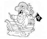 Coloriage bateau de pirate avec drapeau tete de mort dessin