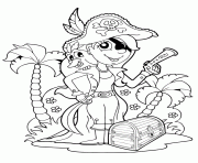 Coloriage carte tresor de pirate avec bousole dessin