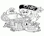 Coloriage bateau de pirate avec drapeau tete de mort dessin