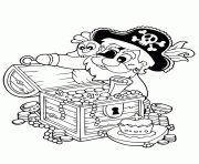 Coloriage Garfield en pirate dessin