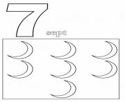 chiffre 7 avec mot et dessin dessin à colorier