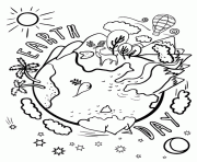 Coloriage earth day kids jour de la terre enfants dessin