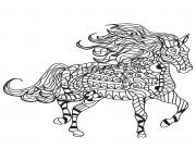 Coloriage adulte cheval zentangle dessin