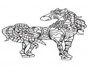 Coloriage cheval mandala adulte en course dessin
