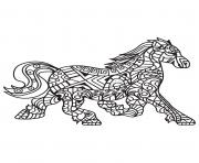 Coloriage adulte cheval zentangle 11 dessin