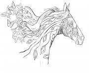 adulte cheval au galot avec papillons dans les airs dessin à colorier