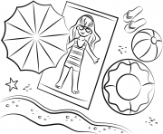 Coloriage ballon de plage vacance ete dessin