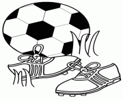 Coloriage sport ballon de foot et chaussures dessin