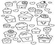 kawaii cupcake muffins dessin à colorier