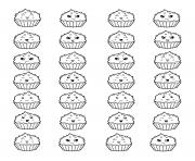 Coloriage kawaii cupcake muffins dessin