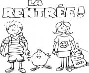 Coloriage fille et garcon rentree scolaire dessin