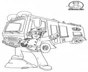 Coloriage sam le pompier dans un helicopter dessin