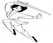 Coloriage princesse Mulan de Disney dessin